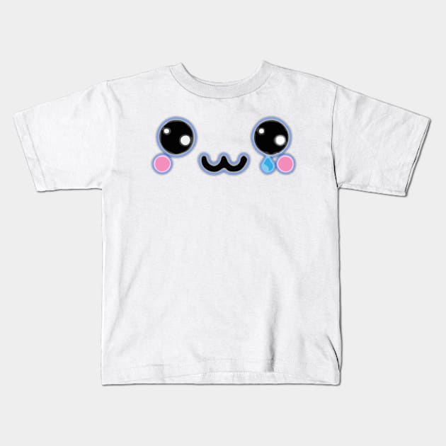 Kawaii cute sad teary face Kids T-Shirt by kamdesigns